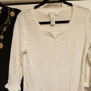 Pretty White Light Knit Spring Sweater